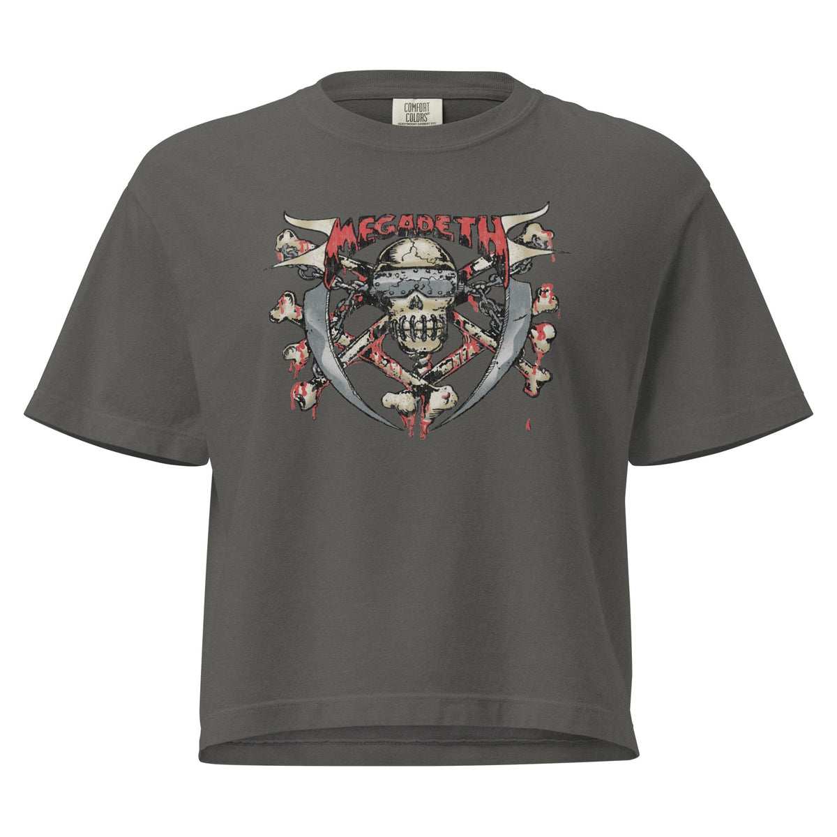 Megadeth Hand Painted Vic Mineral Wash Womens Crop Top