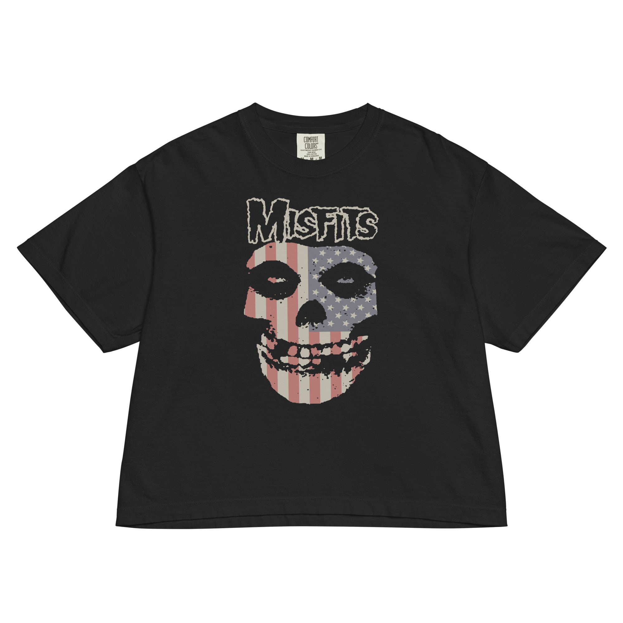Misfits USA Skull Mineral Wash Womens Crop Top