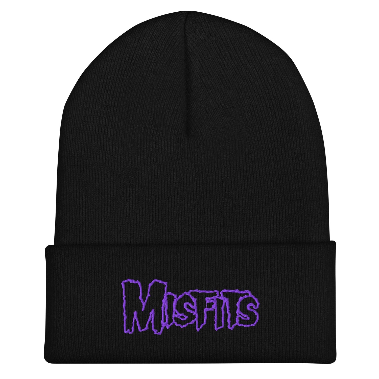 Misfits - Purple on Black Cuffed HD Embroidered Beanie