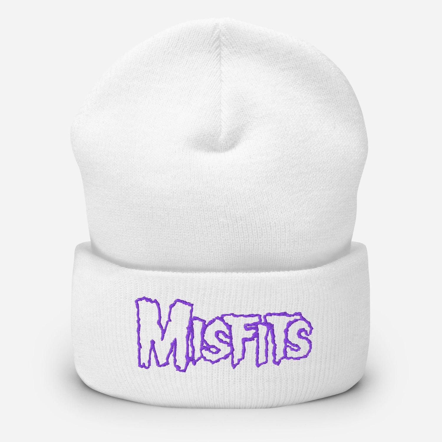 Misfits - Purple on White Cuffed HD Embroidered Beanie