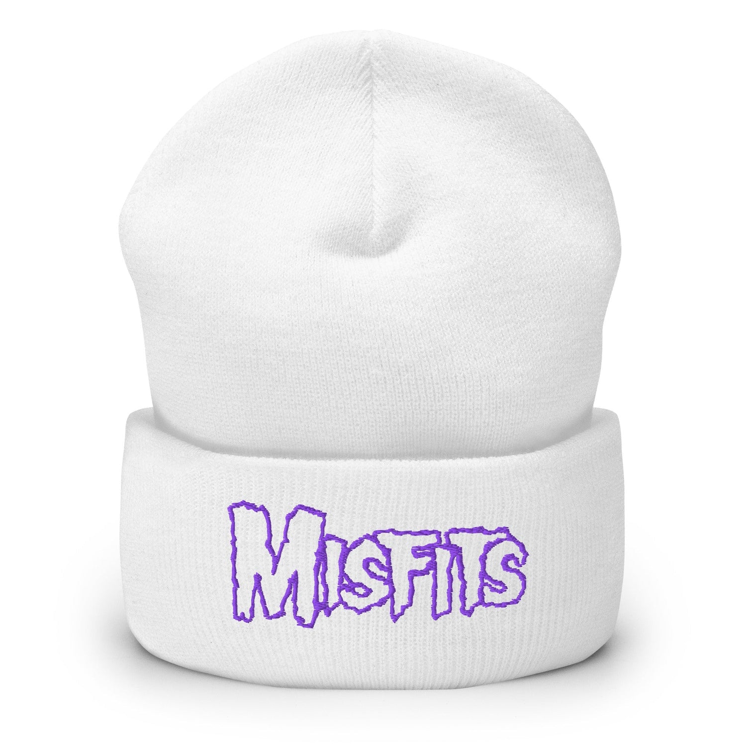 Misfits - Purple on White Cuffed HD Embroidered Beanie