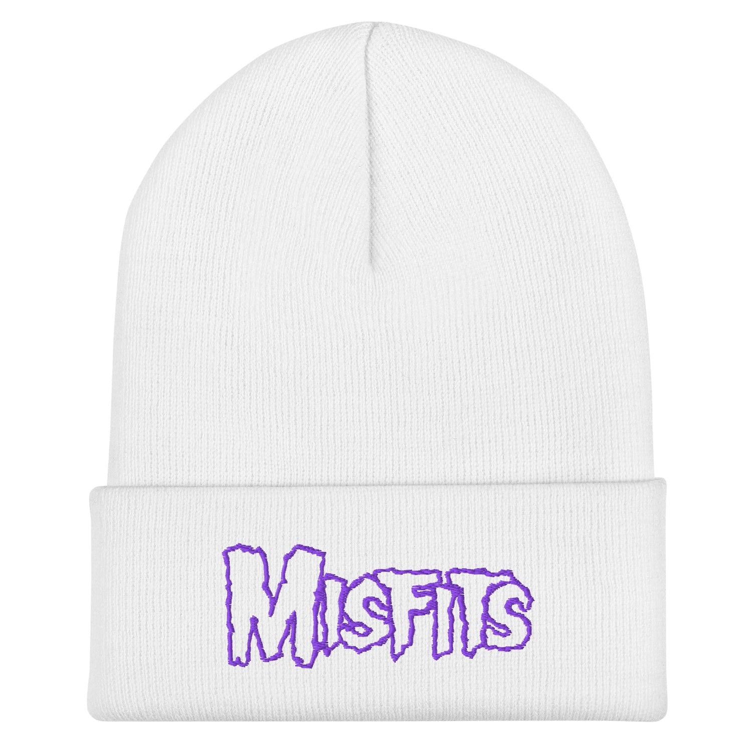Misfits - Purple on White Cuffed HD Embroidered Beanie
