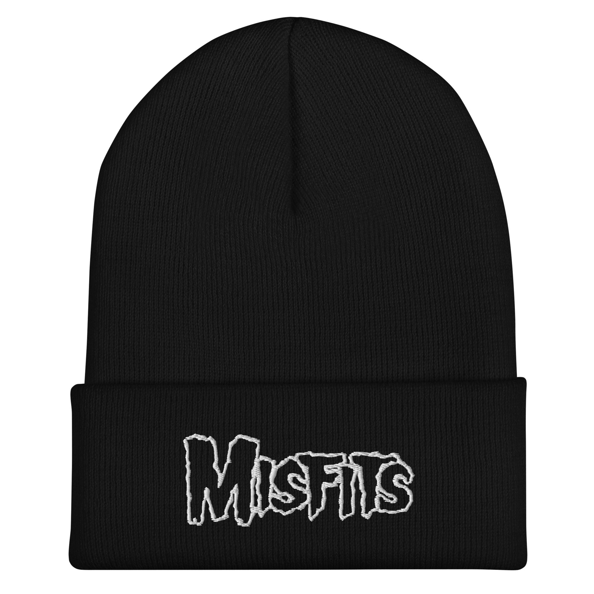 Misfits - White on Black Cuffed HD Embroidered Beanie