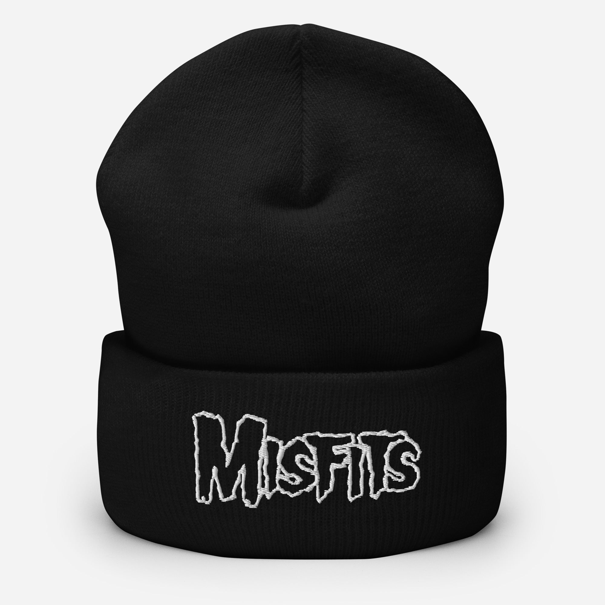 Misfits - White on Black Cuffed HD Embroidered Beanie