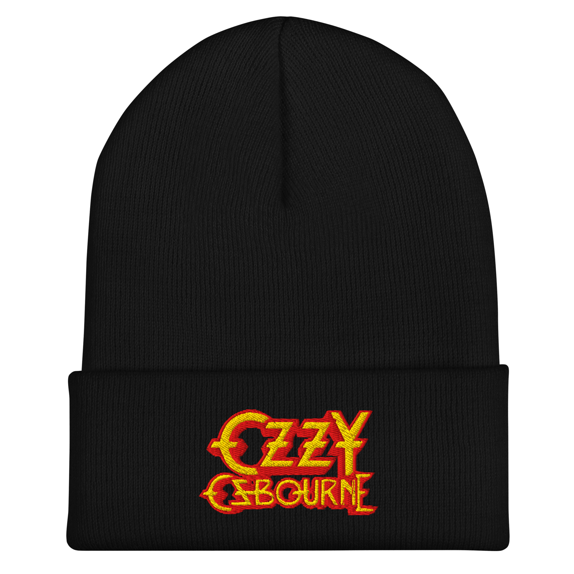 A black beanie hat with &