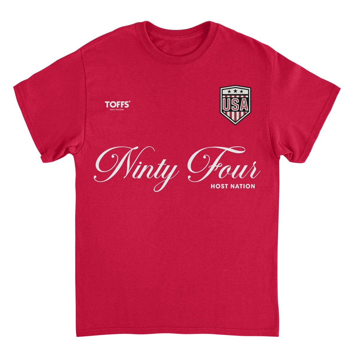 Toffs Retro Soccer Futbol Ninty Four Host Nation Red T-Shirt
