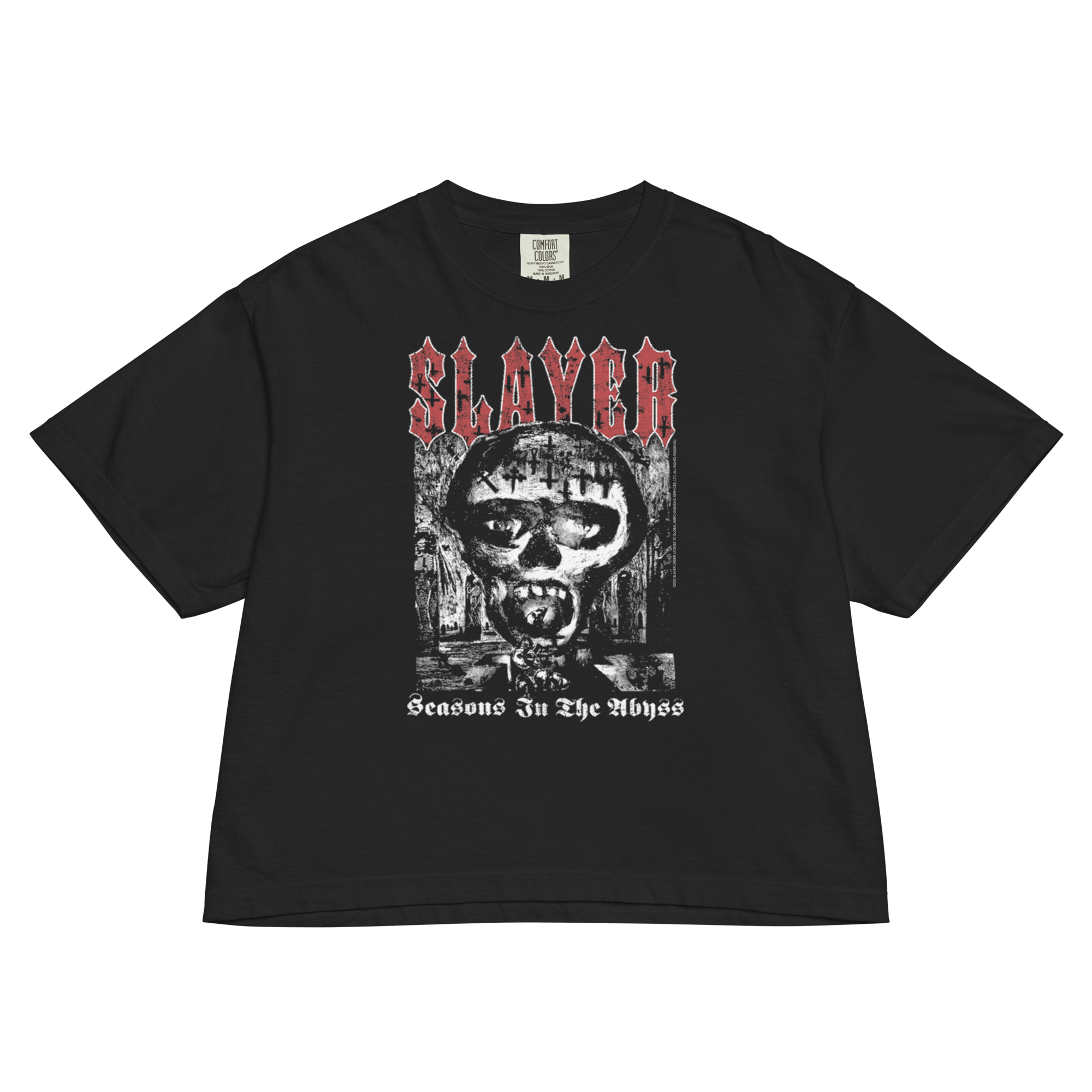 Slayer Seasons in the Abyss Mineral Wash Womens Crop Top