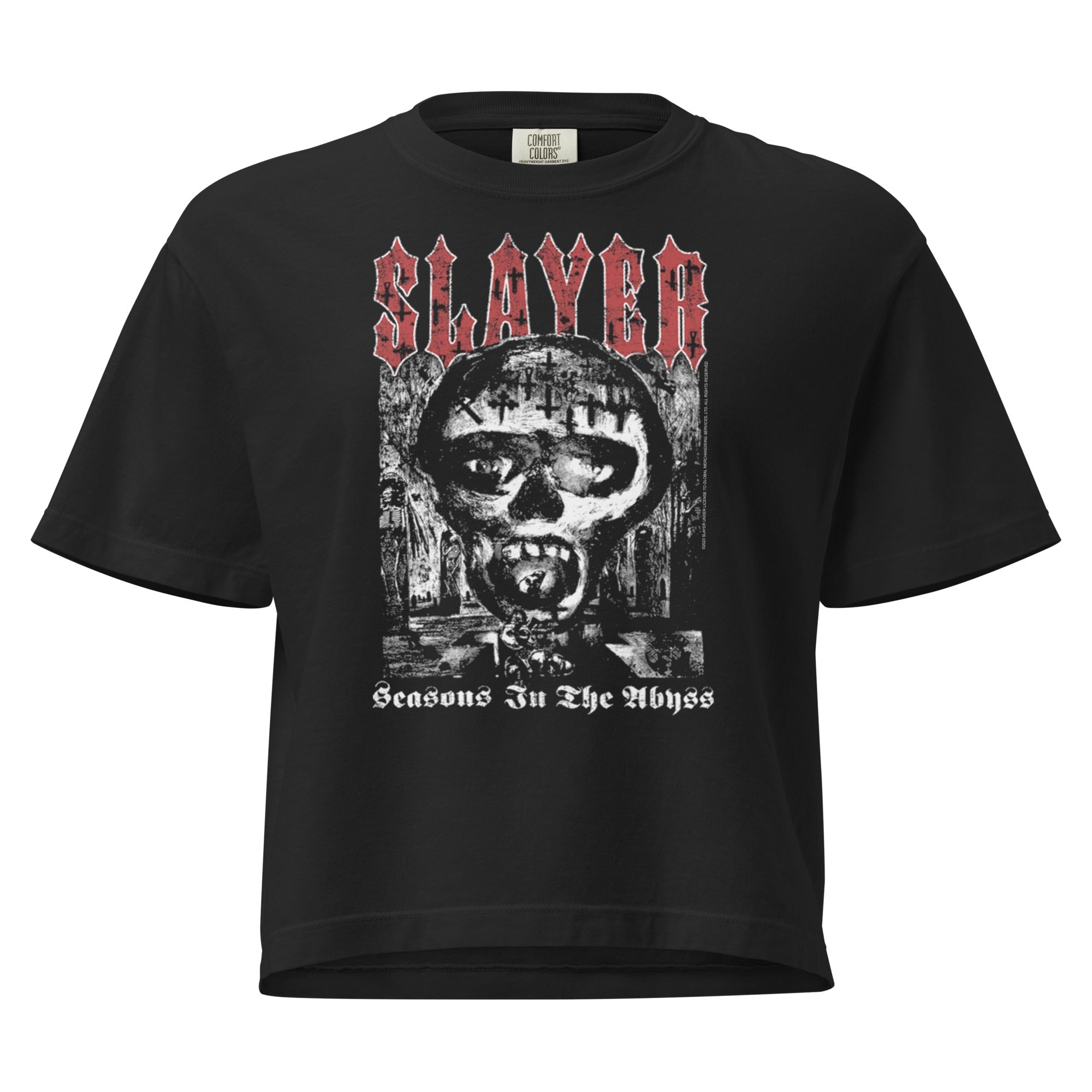 Slayer Seasons in the Abyss Mineral Wash Womens Crop Top