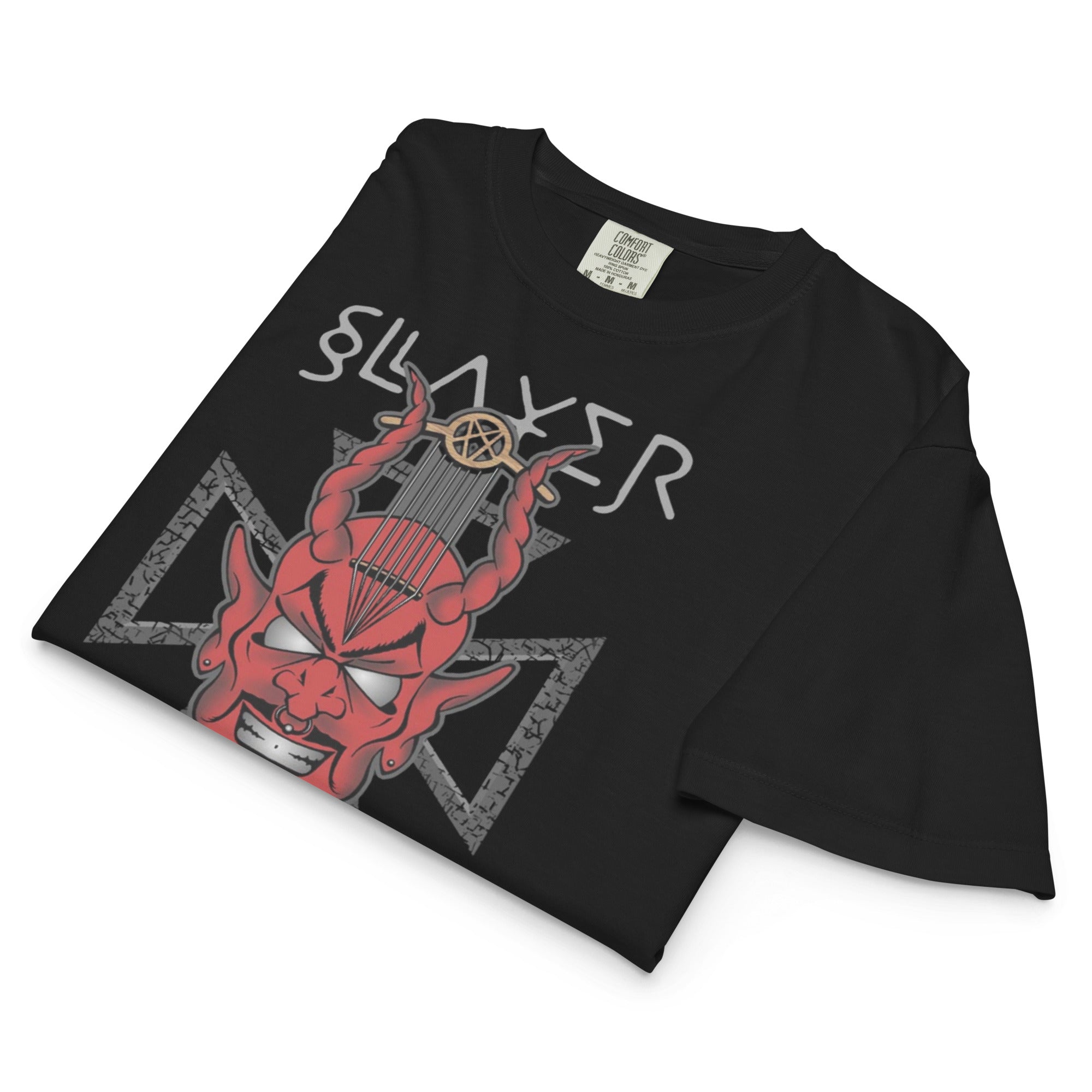Slayer Devils Horns Mineral Wash Womens Crop Top