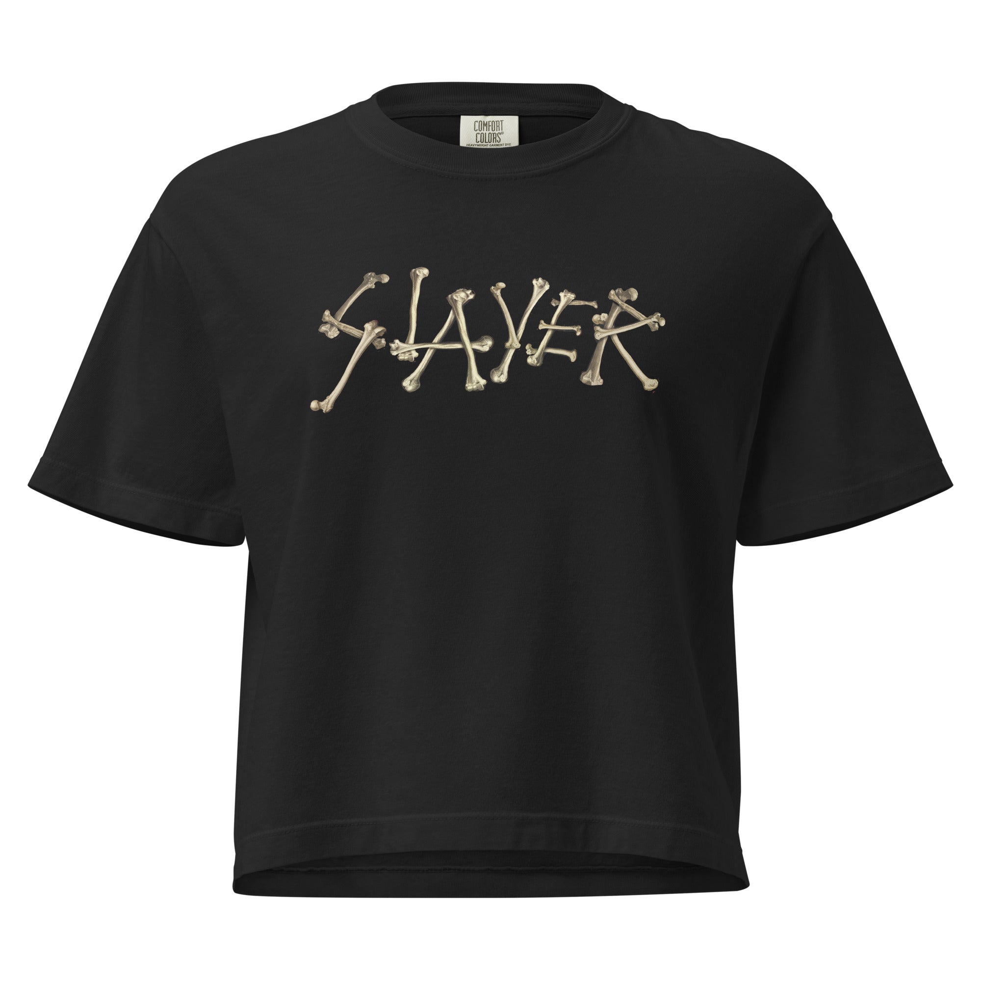Slayer - Bone Logo Mineral Wash Womens Crop Top