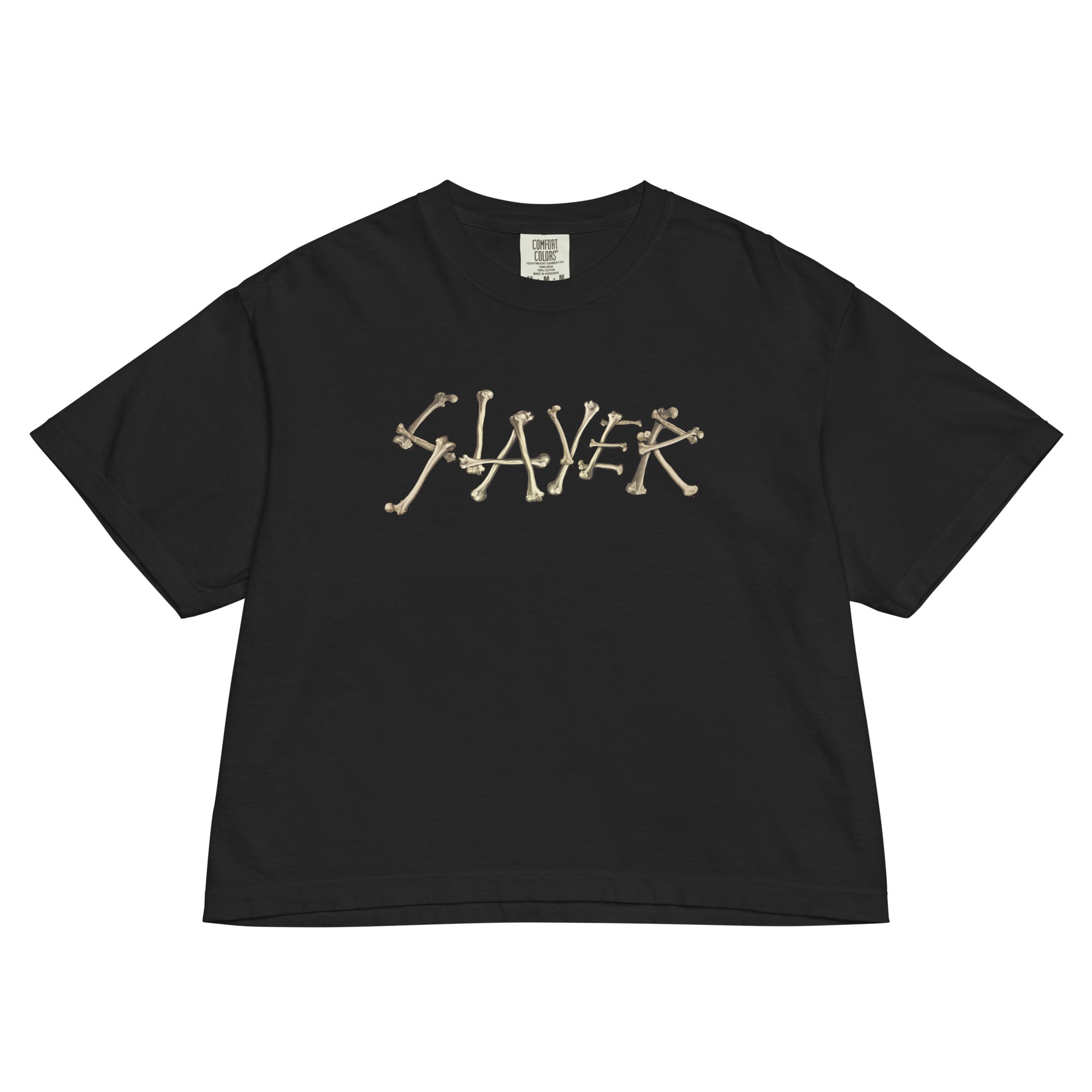 Slayer - Bone Logo Mineral Wash Womens Crop Top
