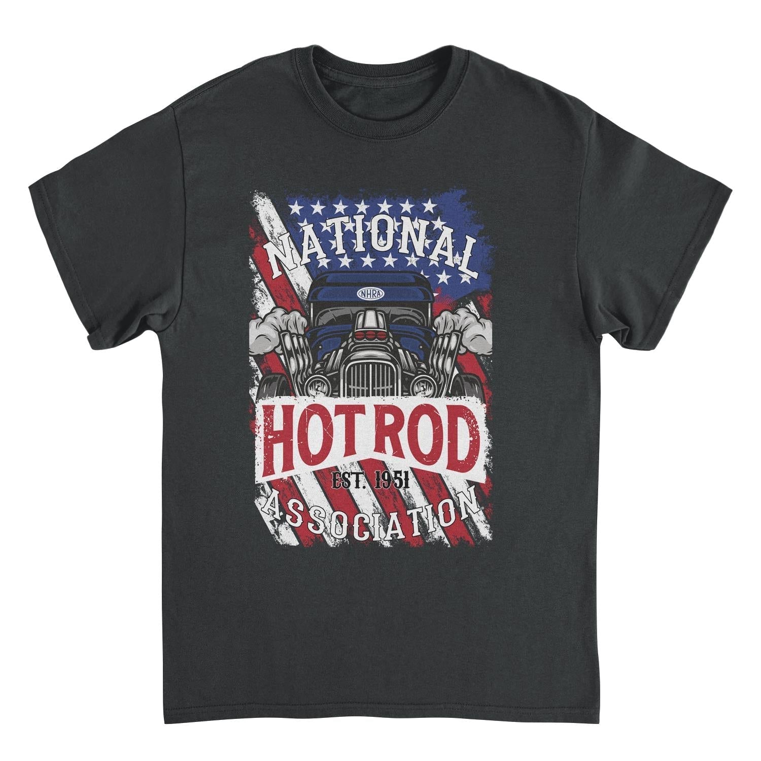 NHRA National Hot Rod American Flag Black T-Shirt