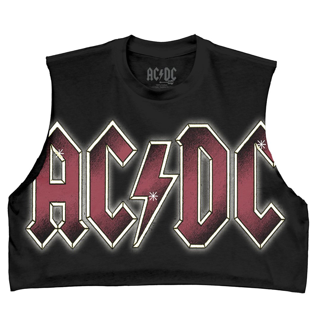 Women Exclusive AC/DC Eye-Catching Crop, Glow Logo