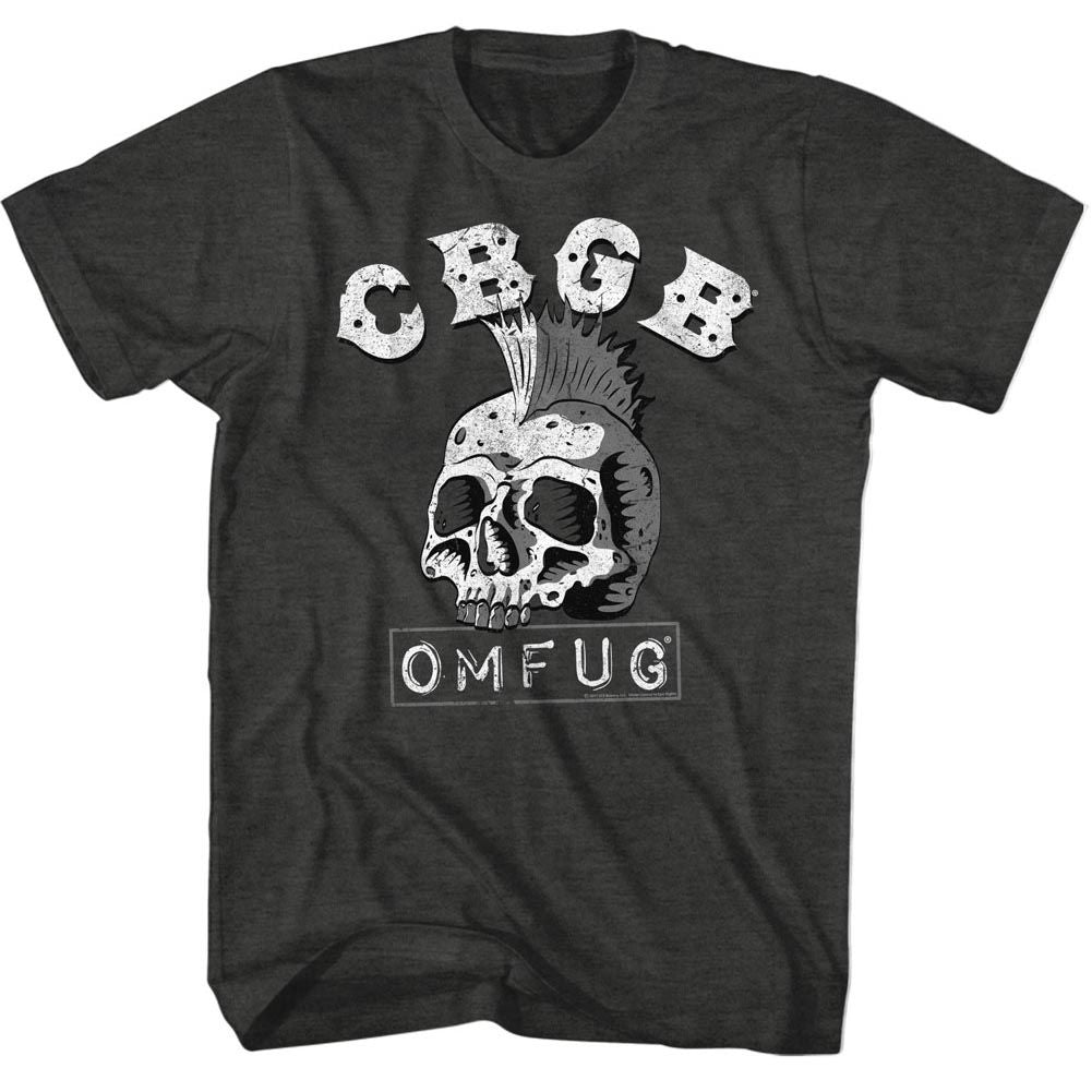 Black CBGB t-shirt with a graphic design featuring a skull and the text &