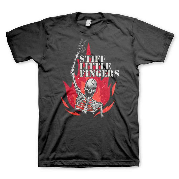 STIFF LITTLE FINGERS Powerful T-Shirt, Skeleton Flame