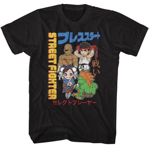 STREET FIGHTER Eye-Catching T-Shirt, Chibi With Kanji