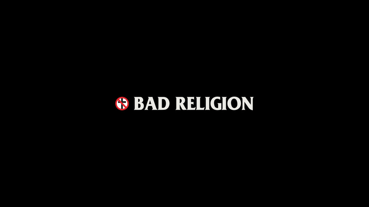 Bad Religion official white wordmark and red crossbuster logo on black