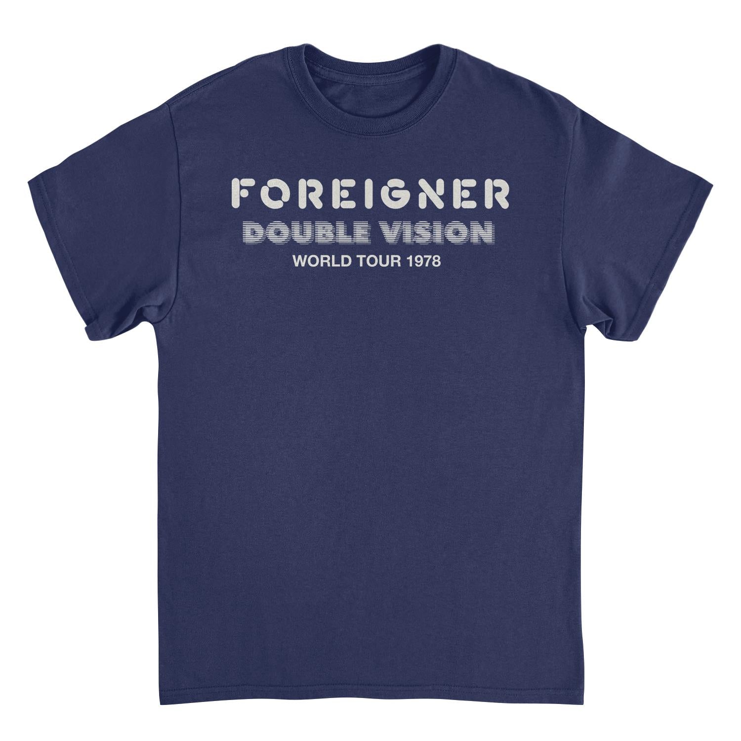 Foreigner Double Vision World Tour Navy T-Shirt