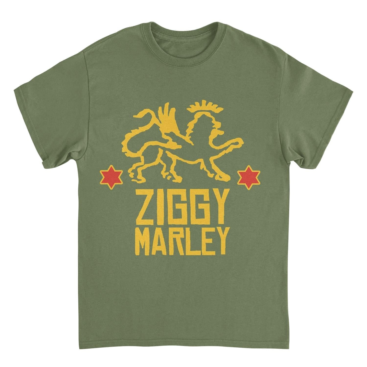 Ziggy Marley Red Star Lion Military Green T-Shirt