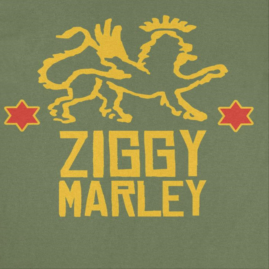 Ziggy Marley Red Star Lion Military Green T-Shirt