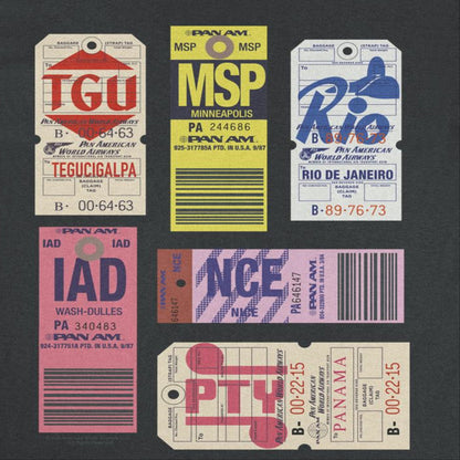 Pan Am 6 Retro Luggage Tags Black T-Shirt