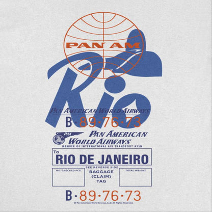 Pan Am Retro Rio De Janeiro Luggage Tag White T-Shirt