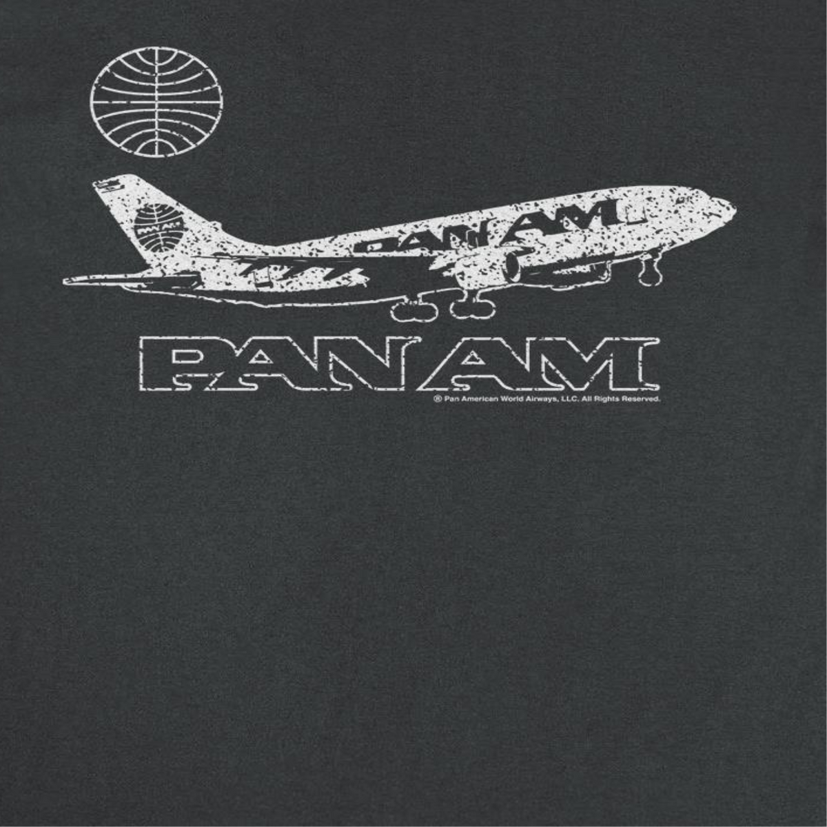 Pan Am Plane Take Off Distressed Black T-Shirt
