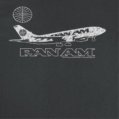 Pan Am Plane Take Off Distressed Black T-Shirt