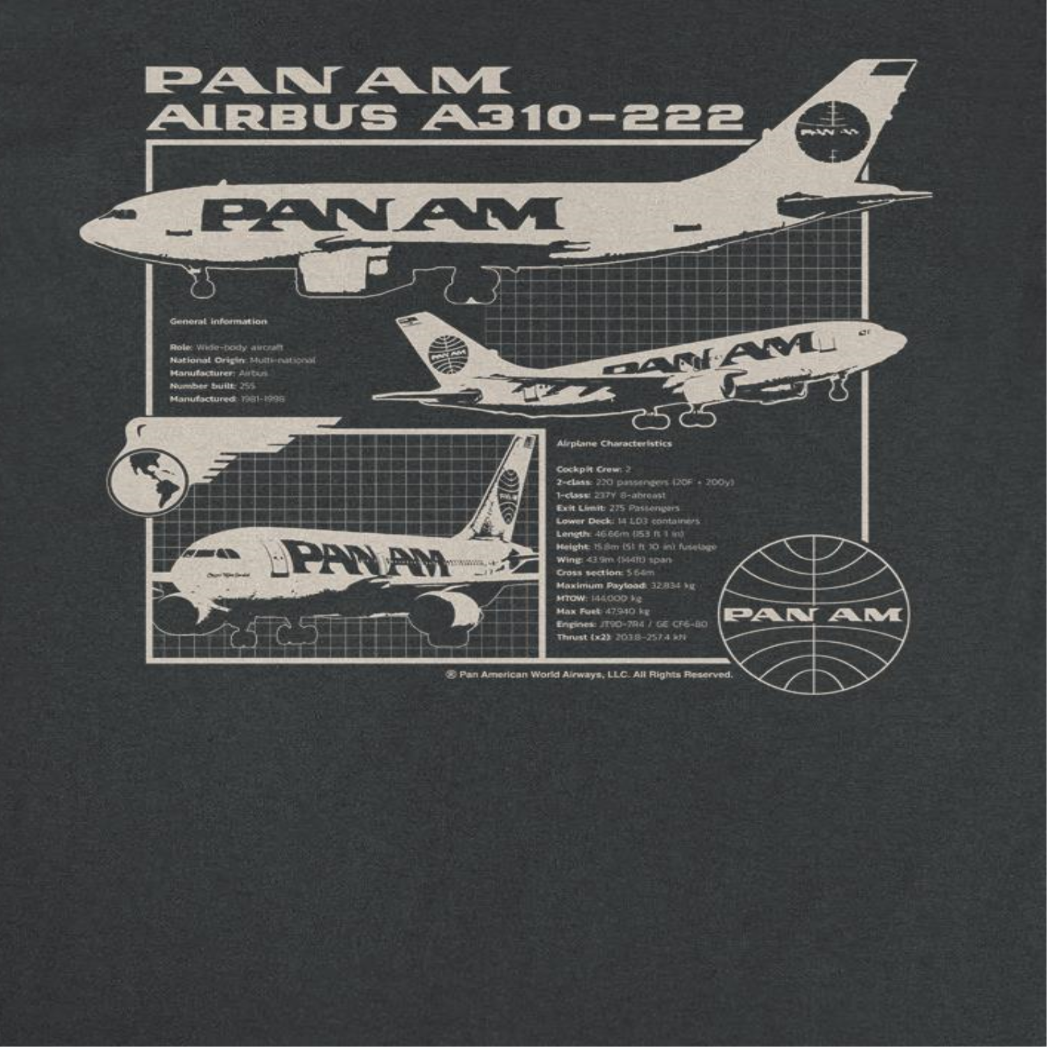 Pan Am Plane General Information Black T-Shirt