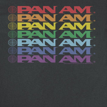 Pan Am Text Logo Rainbow Cascade Pride Black T-Shirt