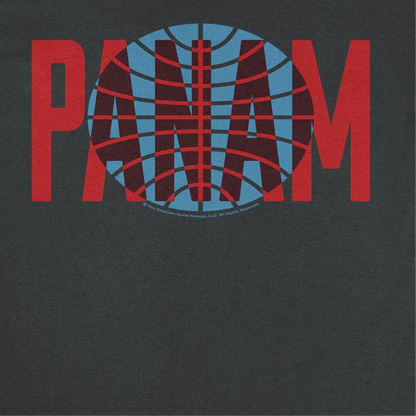 Pan Am Red Text Over Logo Black T-Shirt