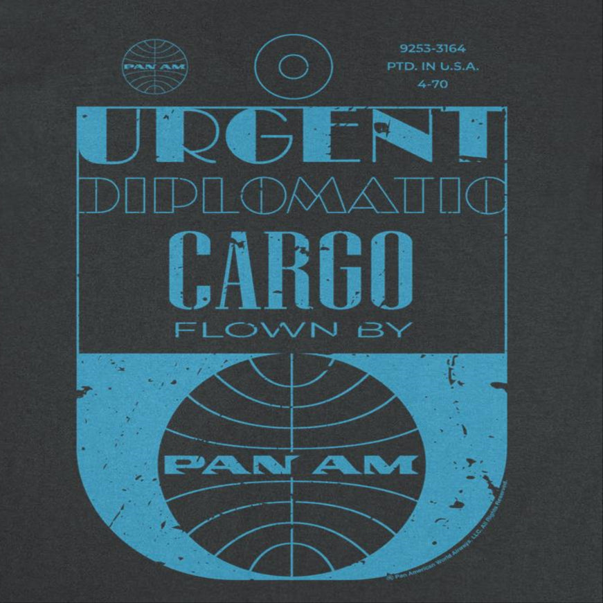 Pan Am Urgent Diplomatic Cargo Tag Black T-Shirt