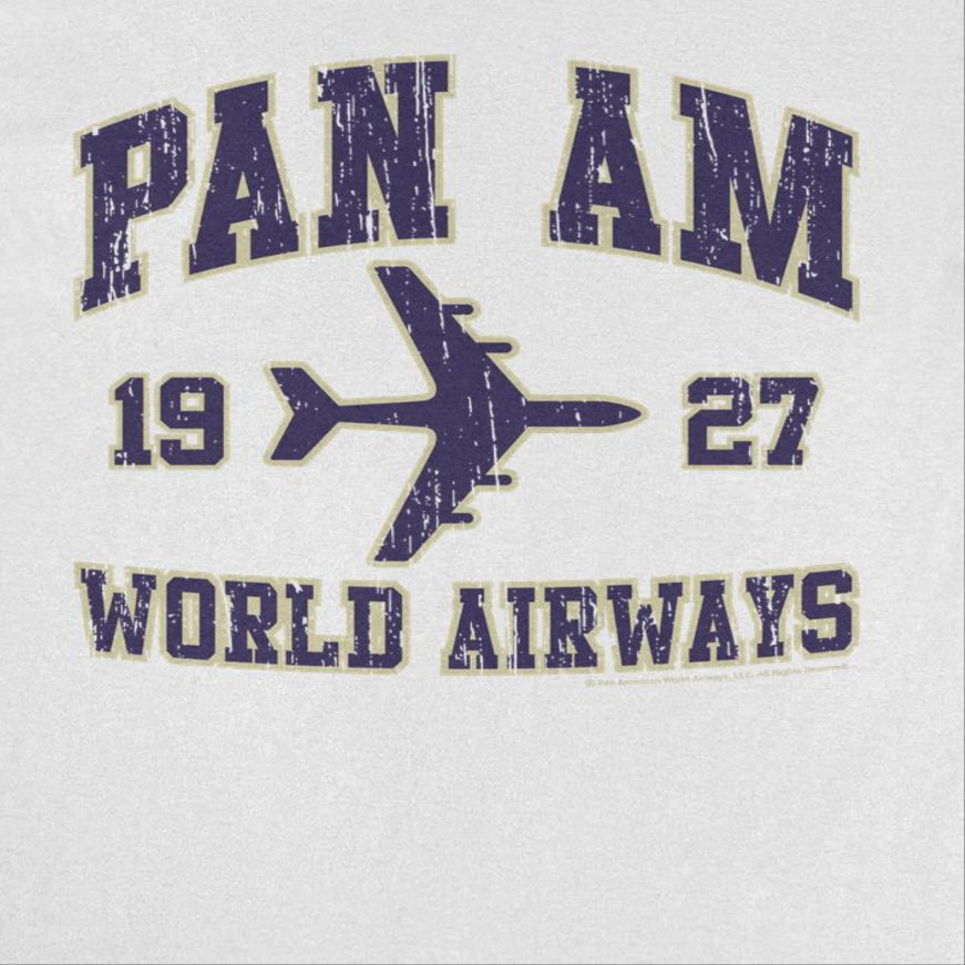 Pan Am World Airways Varsity Sports Text Distress White T-Shirt