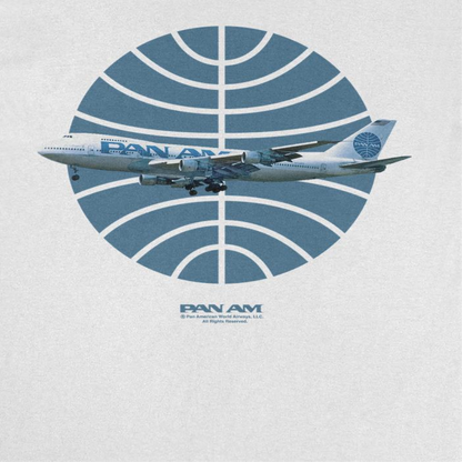 Pan Am Plane Over 1950S Logo White T-Shirt