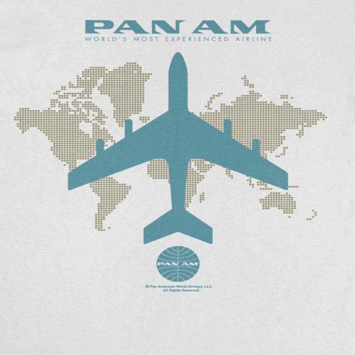 Pan Am Plane Silhouette Over the World White T-Shirt