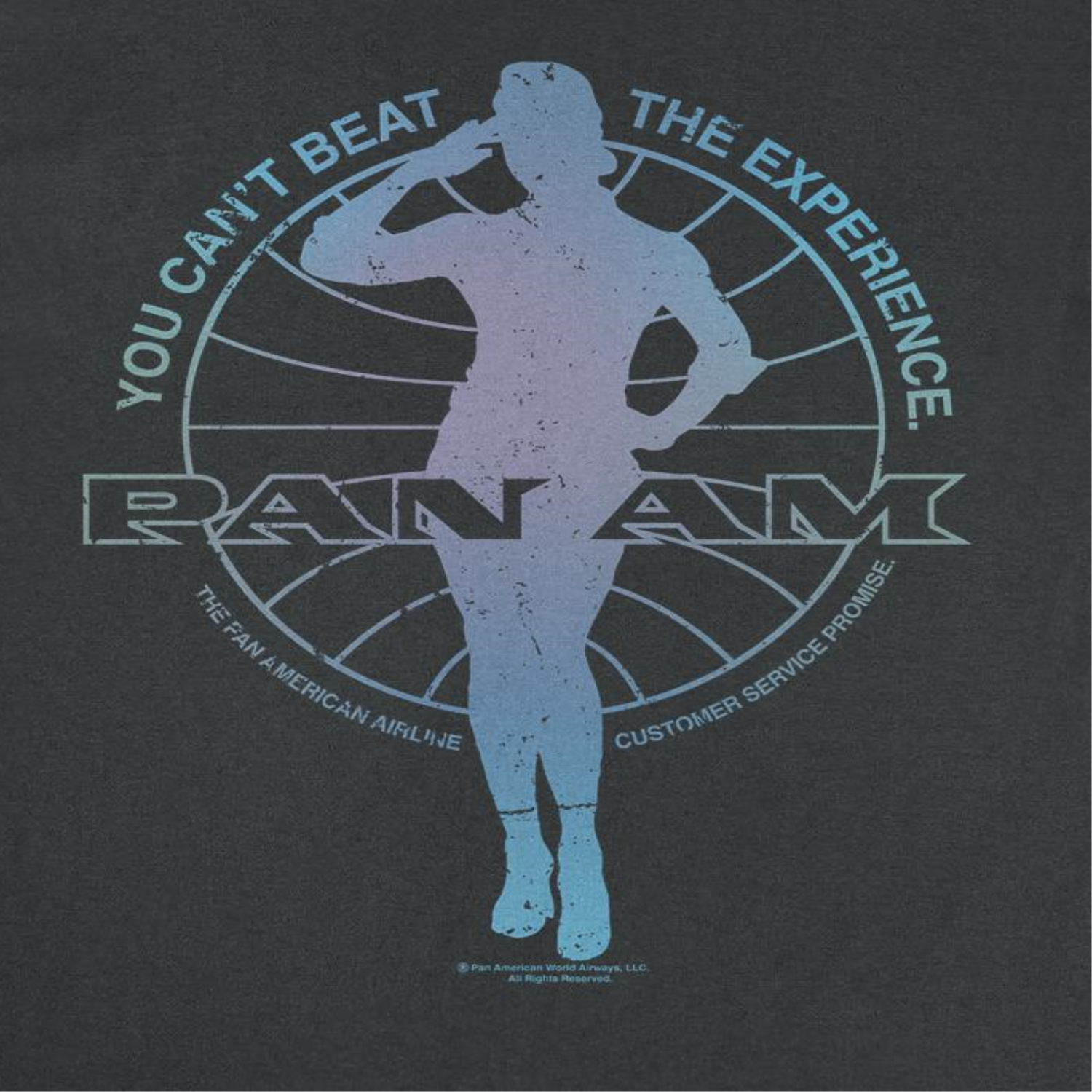 Pan Am Flight Attendant Salute Silhouette Black T-Shirt