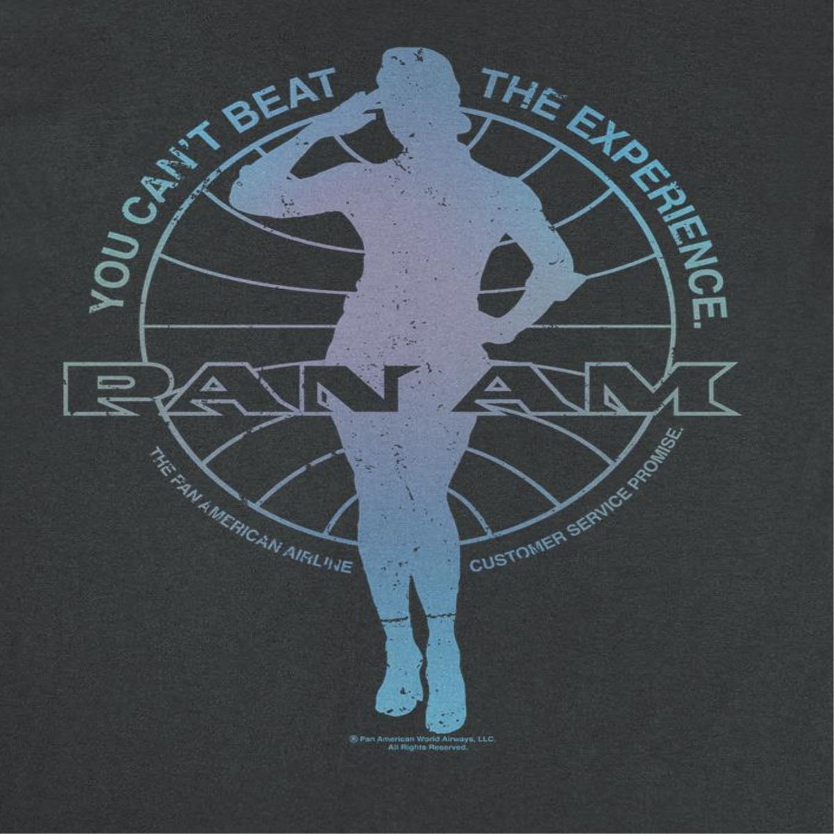 Pan Am Flight Attendant Salute Silhouette Black T-Shirt