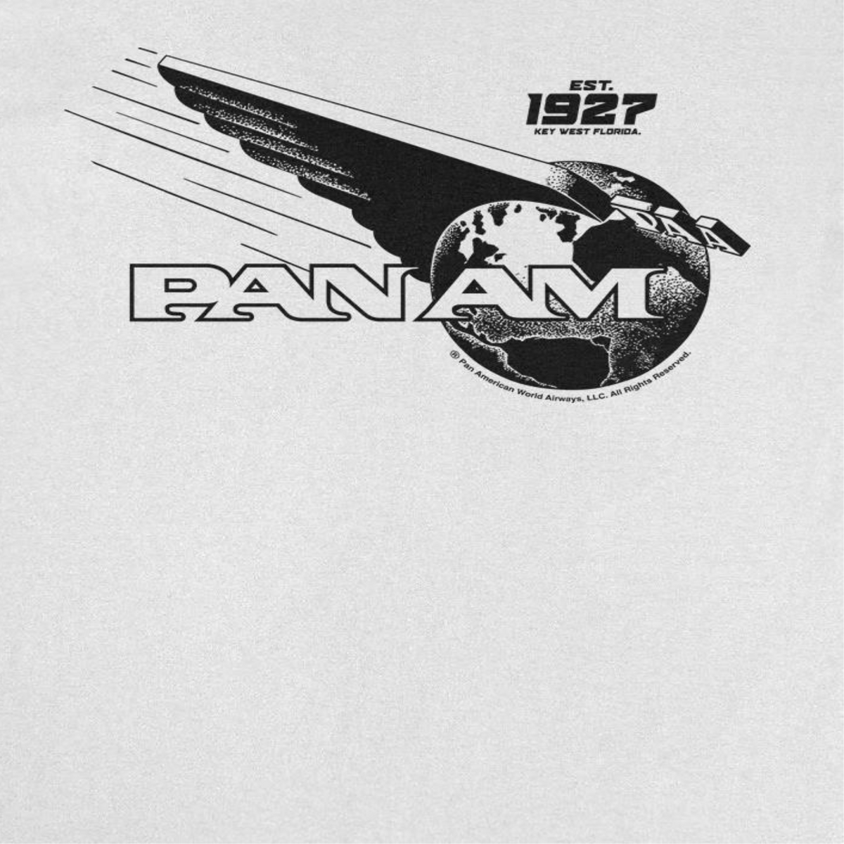 Pan Am Wing Globe Logo Black Print White T-Shirt