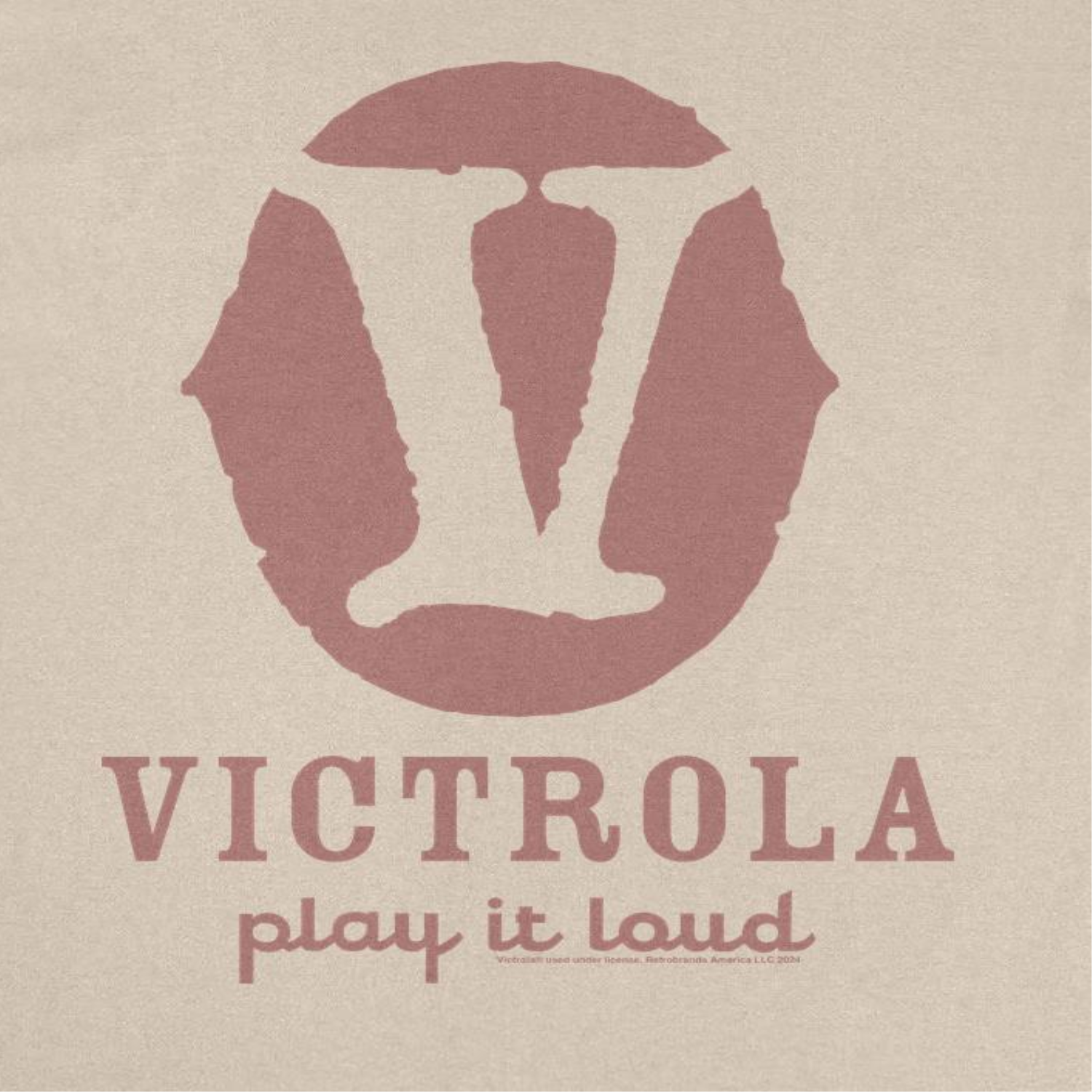 Victrola V Play it Loud Retro Record Company Sand T-Shirt