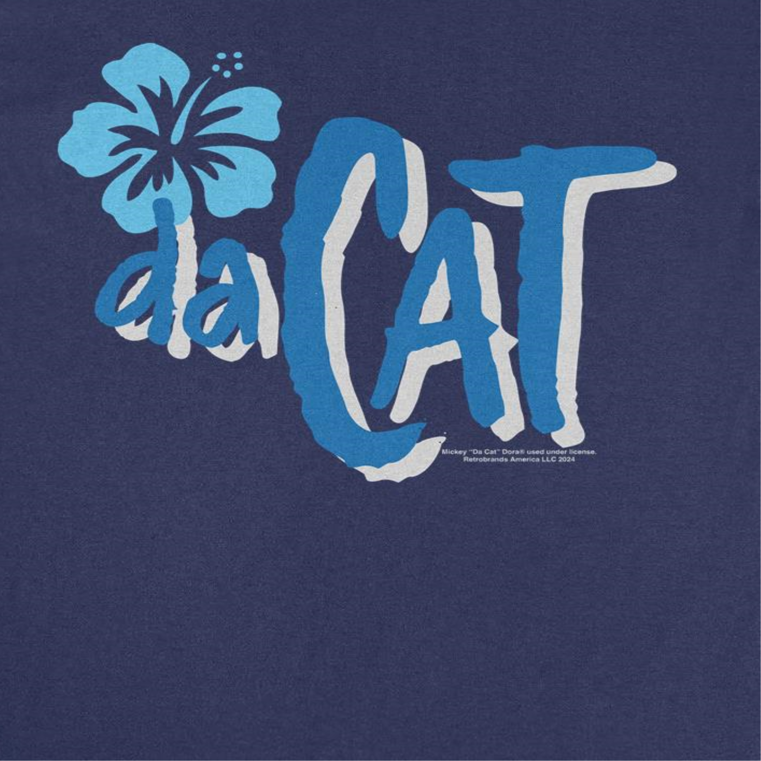 Mickey Da Cat Dora Da Cat Hawaiian Flower Retro Surfer Miki Navy T-Shirt