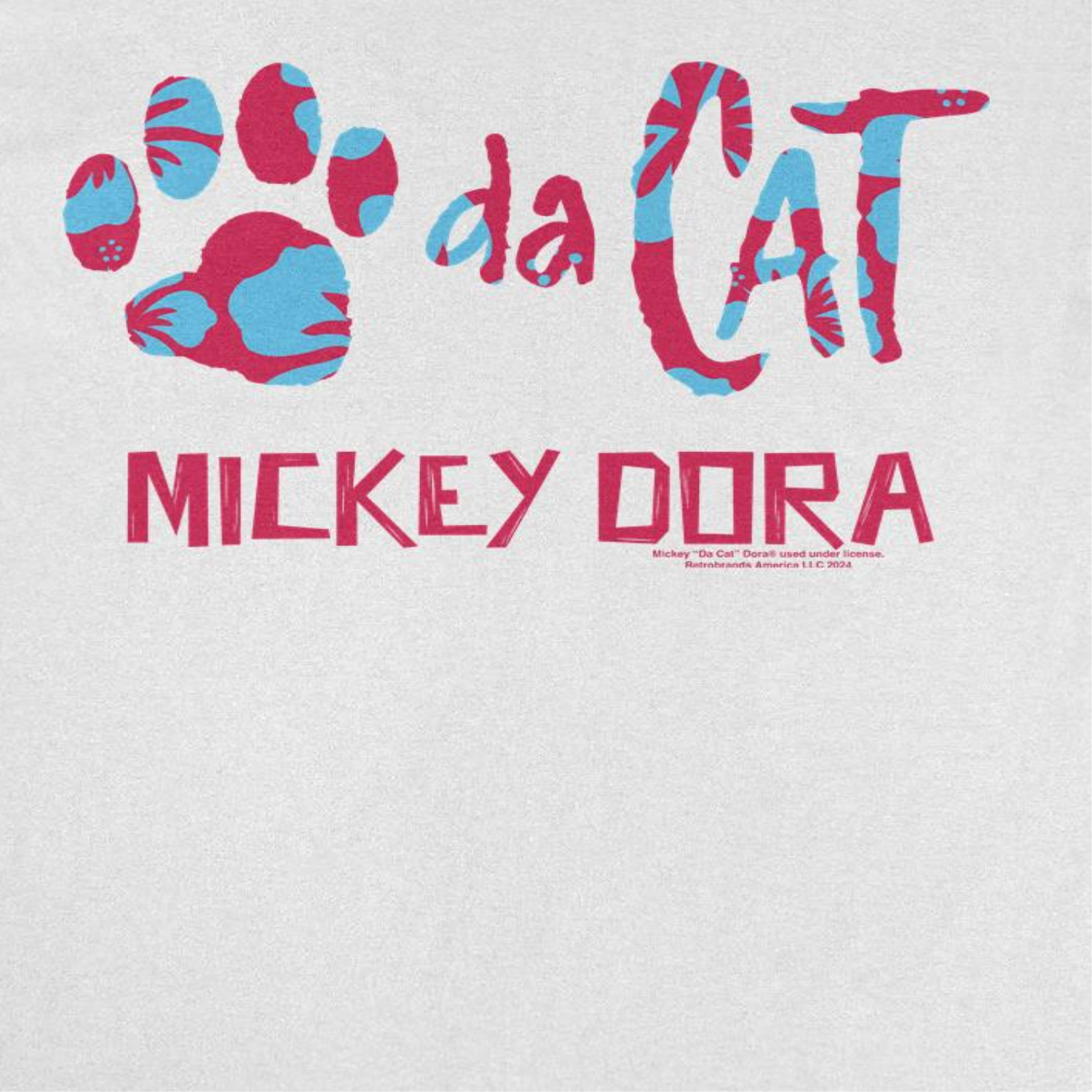 Mickey Da Cat Dora Hawaiian Print Retro Surfer Miki White T-Shirt