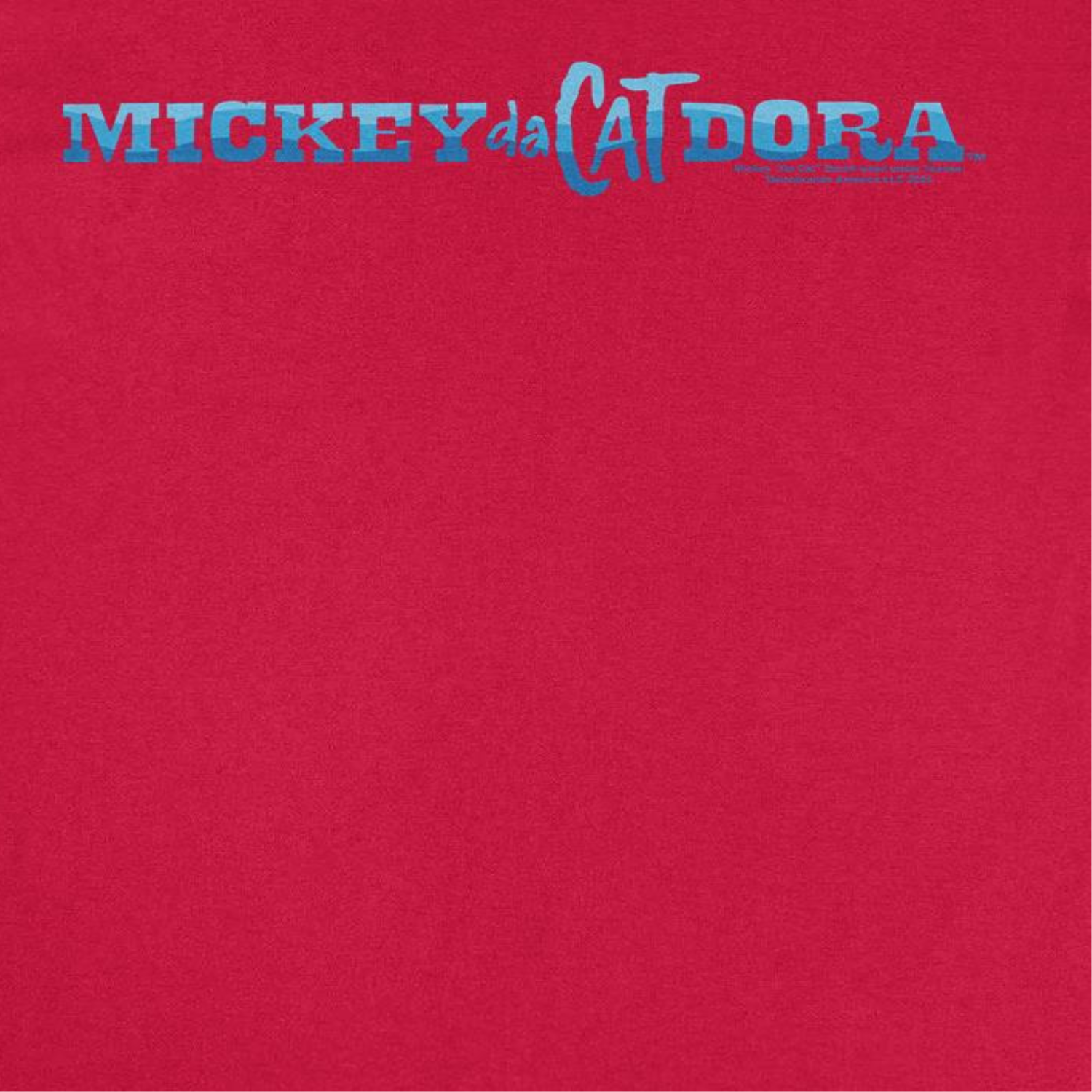 Mickey Da Cat Dora Blue Wavy Text Retro Surfer Miki Red T-Shirt