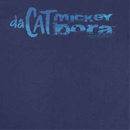 Mickey Da Cat Dora Blue Distress Text Retro Surfer Miki Navy T-Shirt