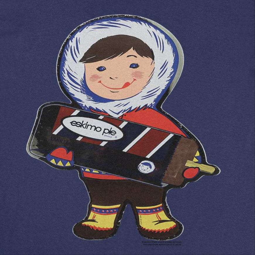 Eskimo Pie Character Holding Large Ice Cream Vintage Navy T-Shirt