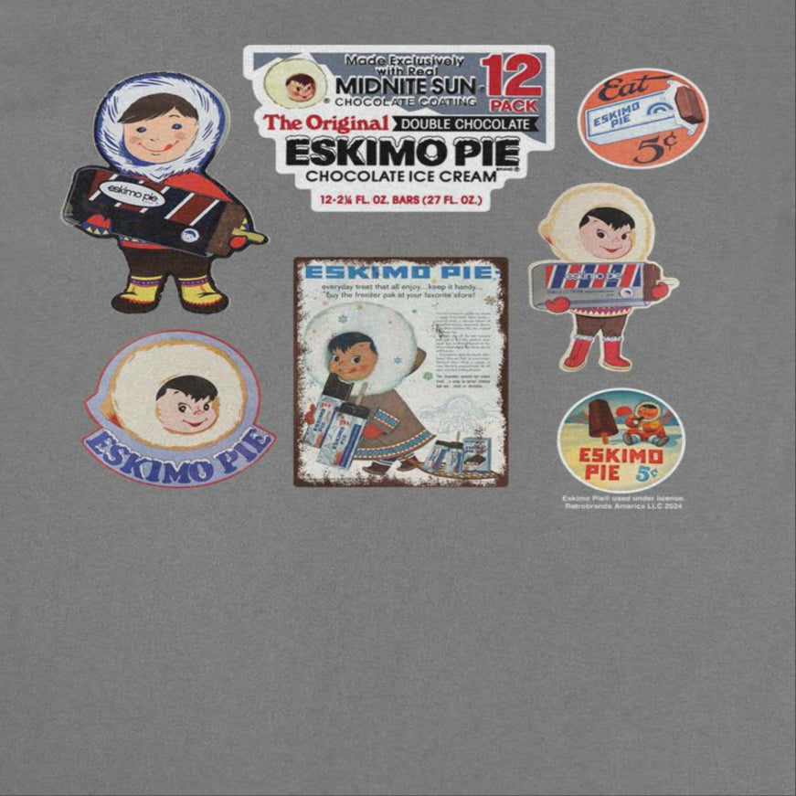 Eskimo Pie Ice Cream Vintage Cartoon Advertisements Charcoal T-Shirt