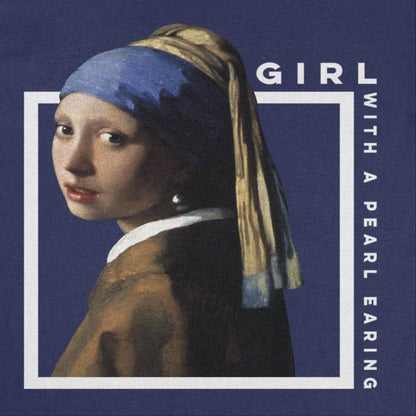 Classic Paintings Girl With a Pearl Earing Vermeer Navy T-Shirt