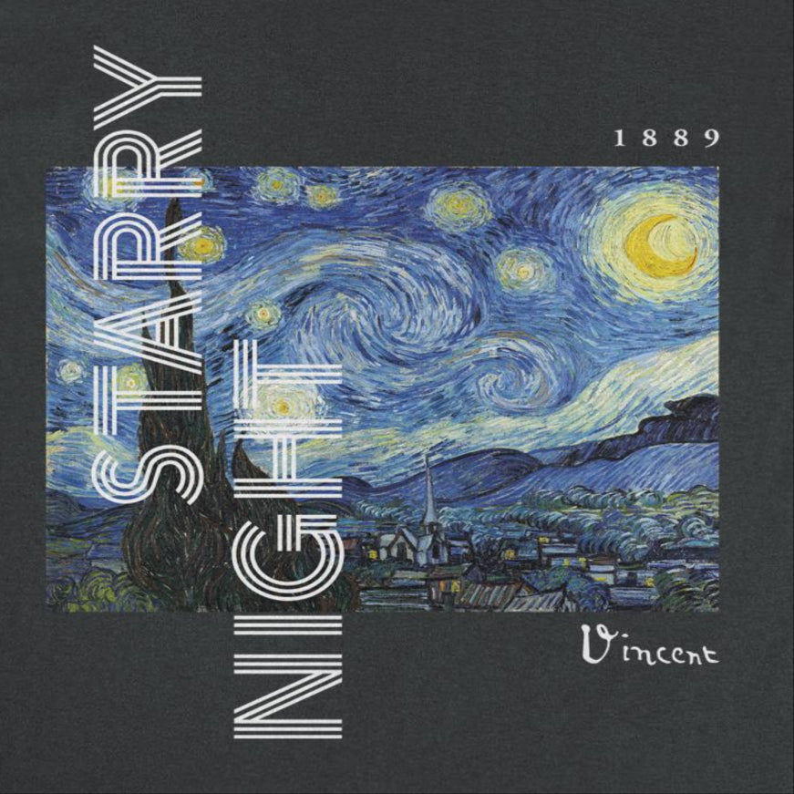 Classic Paintings Starry Night Van Gogh Black T-Shirt