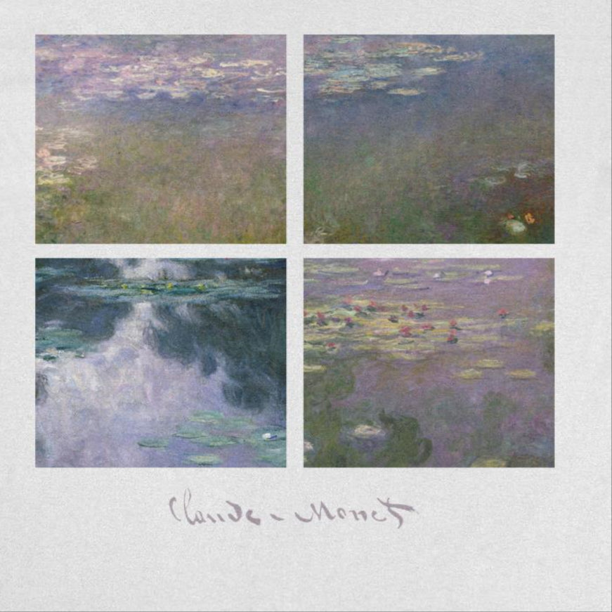 Classic Paintings Water Lilly Collection Monet White T-Shirt