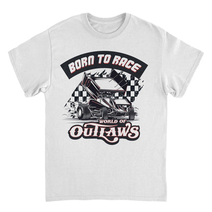 World of Outlaws Born to Race Black Flag White T-Shirt