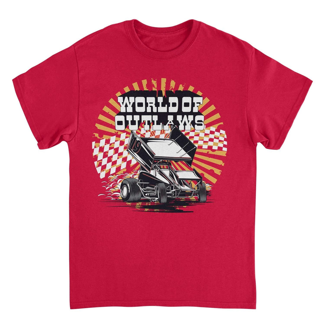 World of Outlaws Yellow Starburst Red T-Shirt